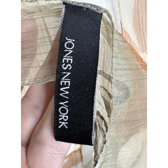 Jones New York Beige Tan Orange Floral Abstract Print Rectangle Scarf - Picture 2 of 4